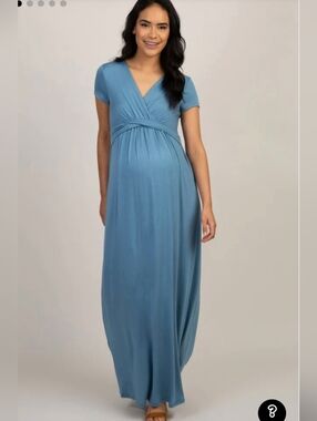 PinkBlush Maternity/Nursing Dress Draped Jersey Knit Maxi Length New Large
